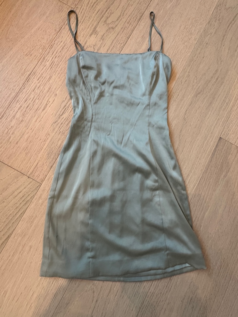 Sunday Best Sage Green Slip Mini Dress with Spaghetti Straps